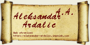 Aleksandar Ardalić vizit kartica